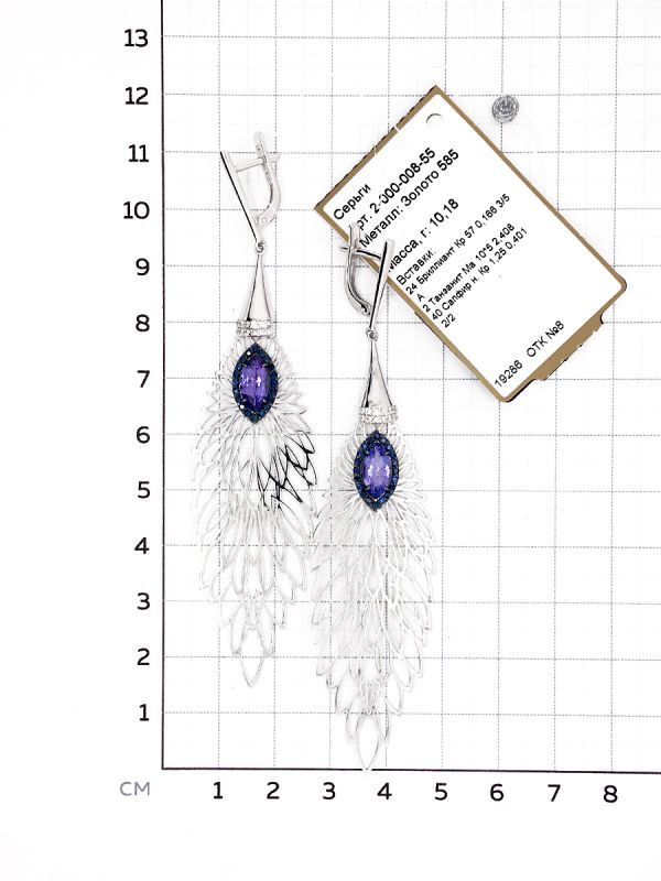 Серьги с Танзанитом B-16480-A 2