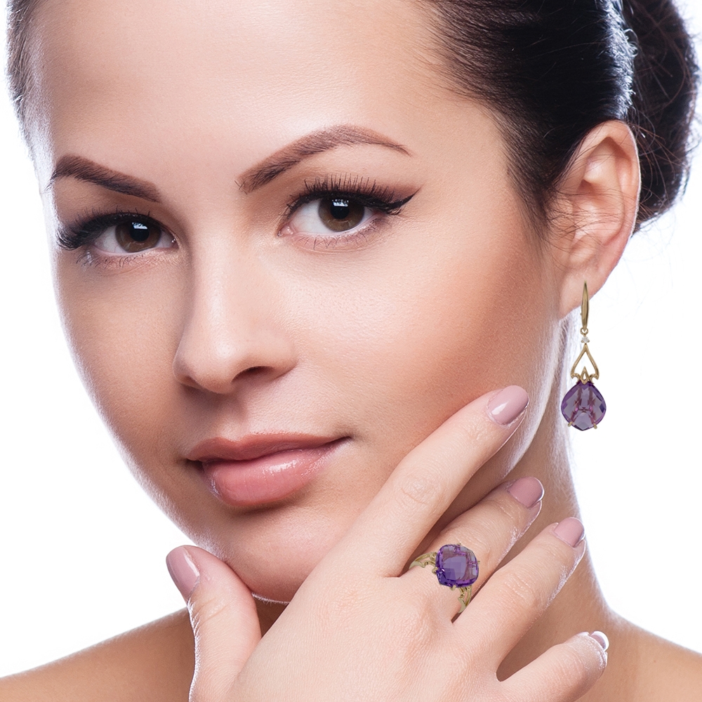 Кольцо с Аметистом B-18227-H 2