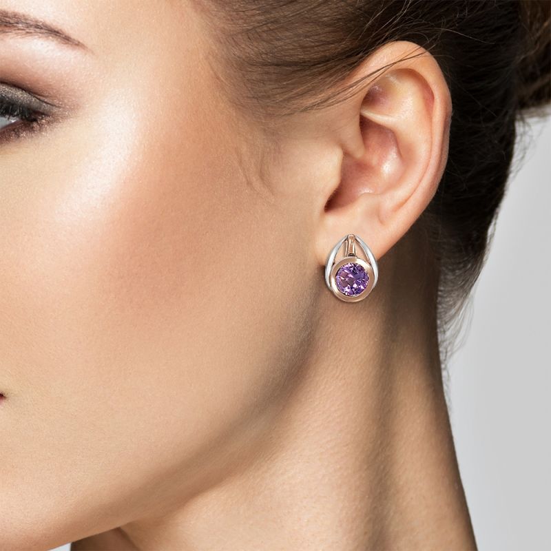 Серьги с аметистами B-38172-H 1