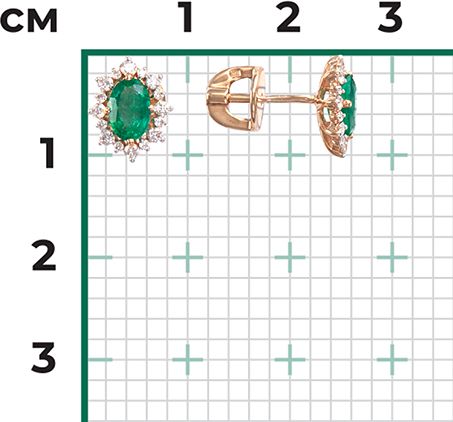 Серьги с изумрудами B-44313-C 2
