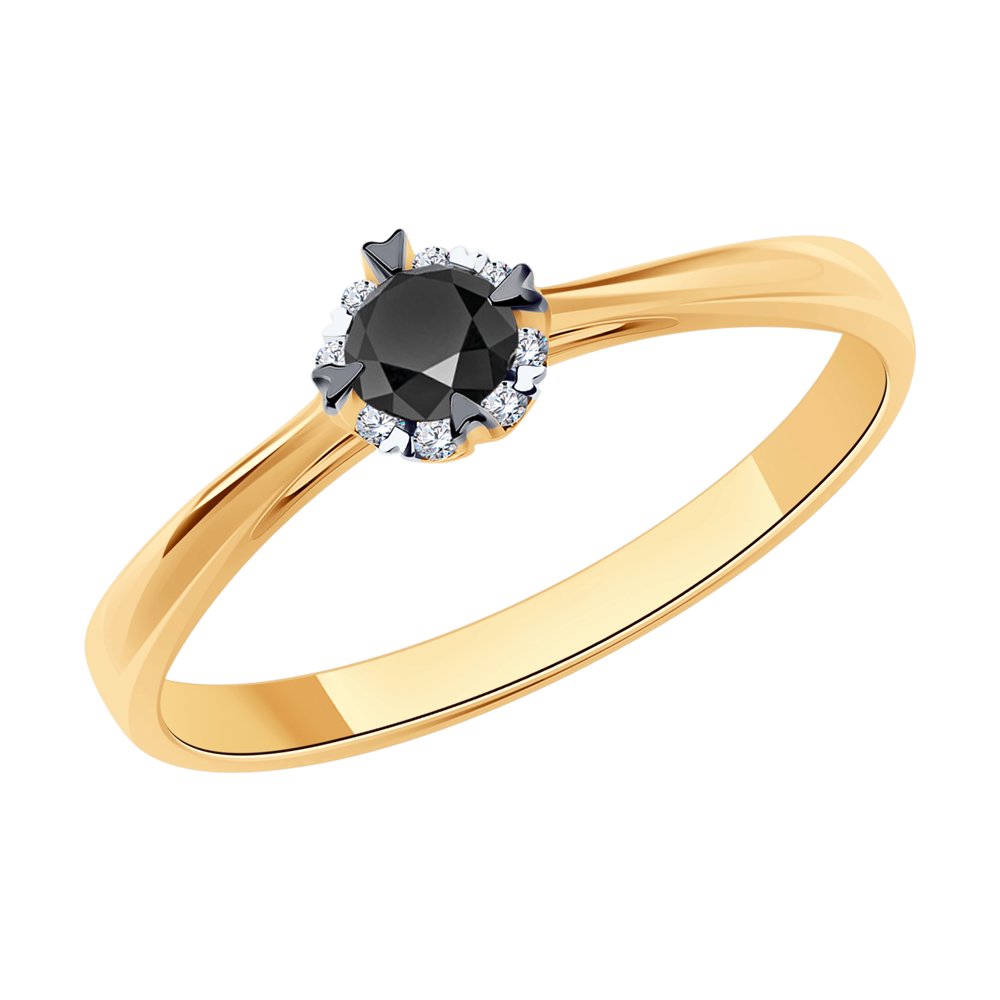 Кольцо G-01008-H с Черным бриллиантом