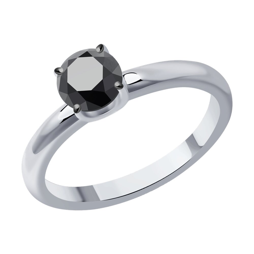 Кольцо G-010111--C с Черным бриллиантом
