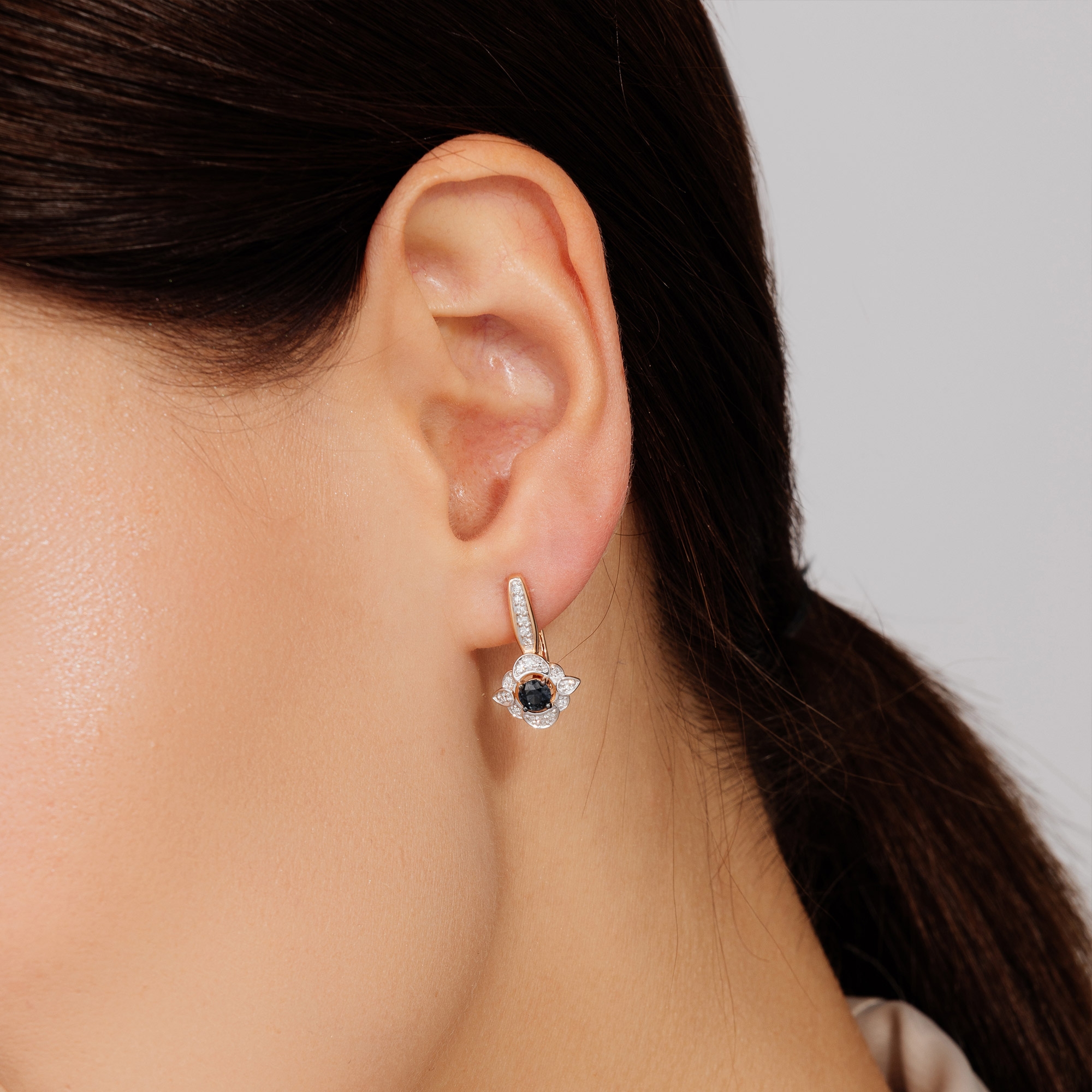 Серьги с сапфиром H-0625-F 1