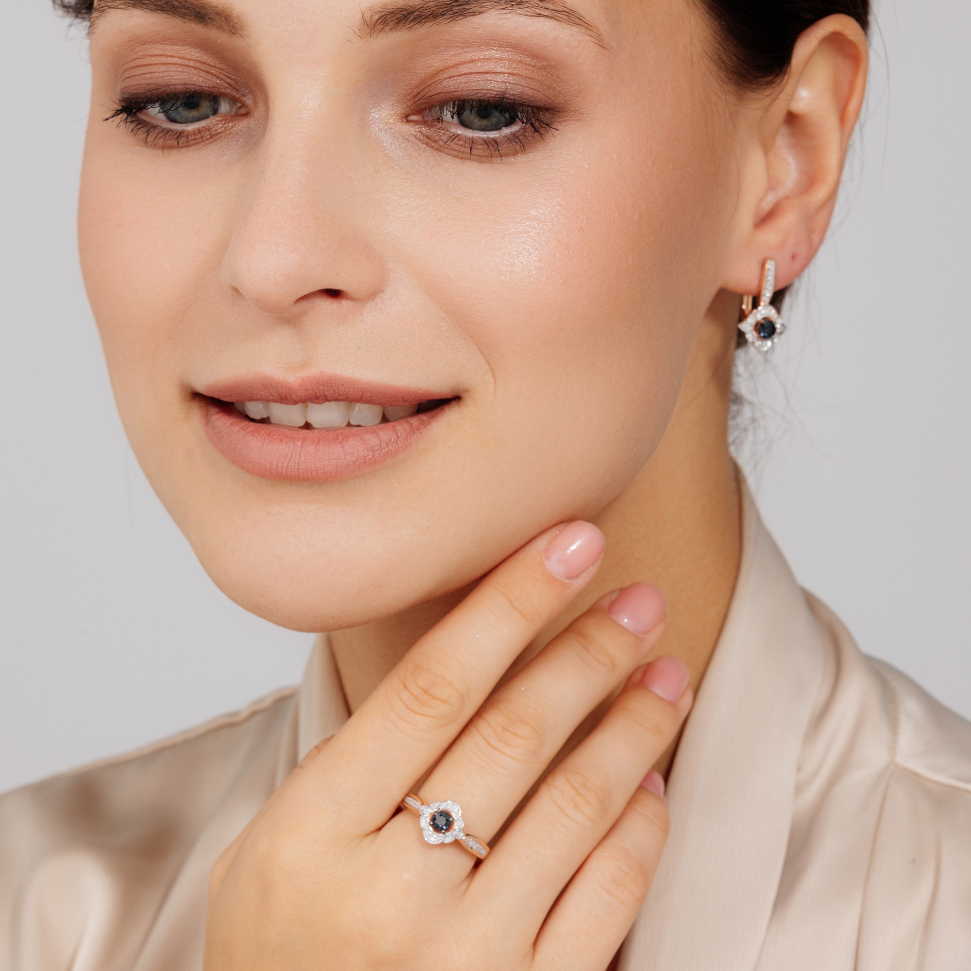 Серьги с сапфиром H-0625-F 2