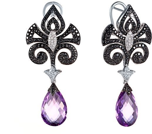 Серьги с аметистами 5-R-32262_SR_DB_AM_W-7