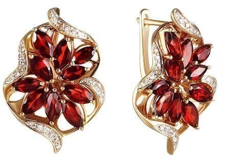 Серьги с Гранатами E30171R_SR_GR_YG