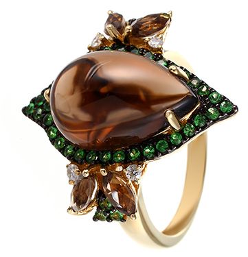 Кольцо с раухтопазом AAS-3520R_KO_SQ_TV_YG