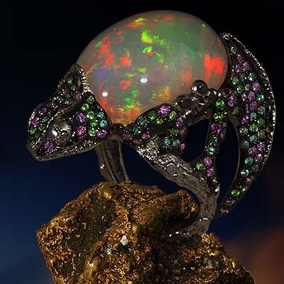 Кольцо с Опалом aХамелеонa