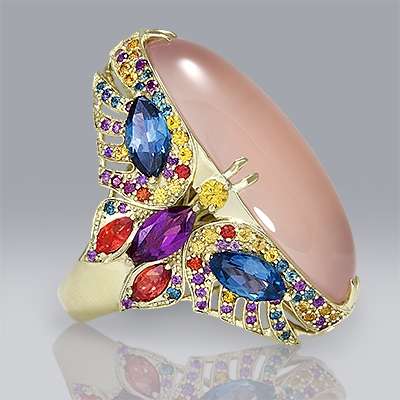 Кольцо с кварцем bСтрекозаb