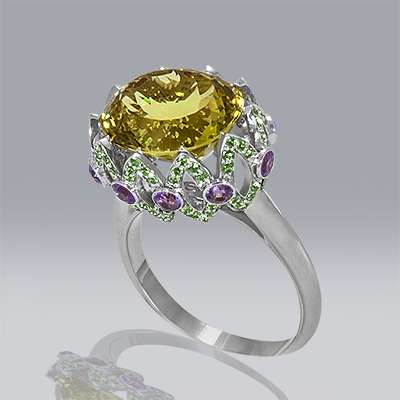 Кольцо с Цитрином aСолнышкоa