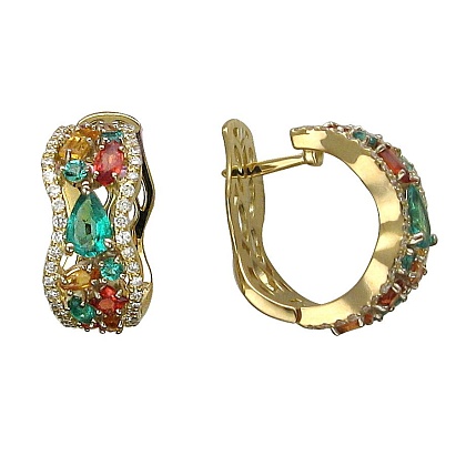 Серьги с изумрудами 01С684250-3