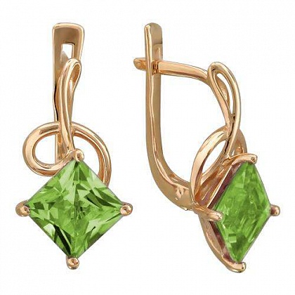Серьги с хризолитами 01С315132-4