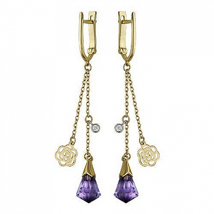 Серьги с аметистами 01С367901Ж-1