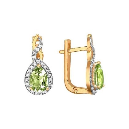 Серьги с хризолитами 01С3110953-4