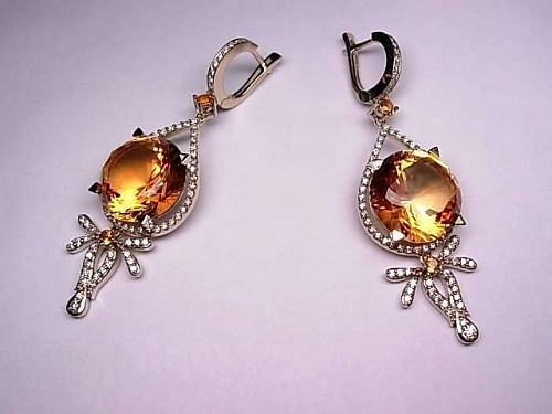 Серьги с цитринами 01С673820