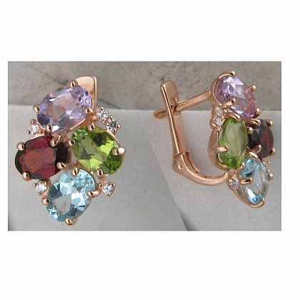 Серьги с хризолитами 01С315667-2