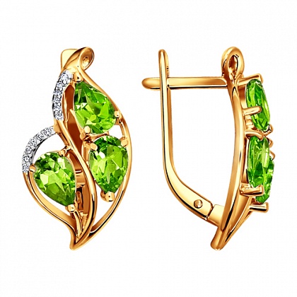 Серьги с хризолитами 723096