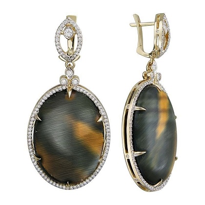 Серьги с тигровым глазом 01С639227-2