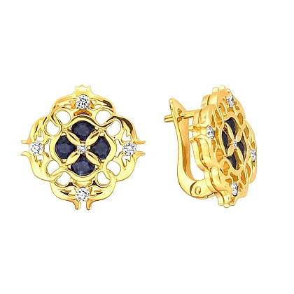 Серьги с сапфиром 01С645575L-2