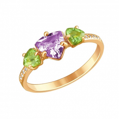 Кольцо с Хризолитом 01К316169-2