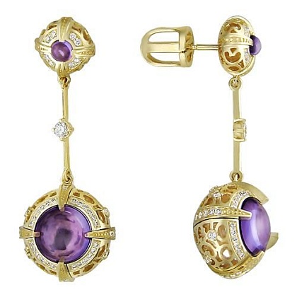 Серьги с аметистами 01С646018-1