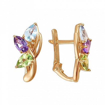Серьги с хризолитами 01С315670-1