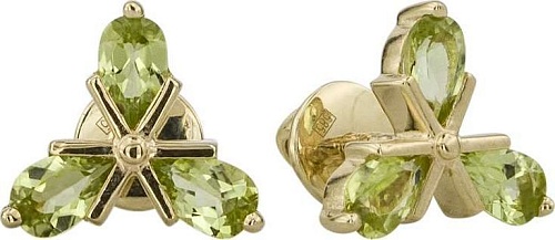Серьги с хризолитами 2181286