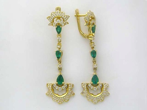 Серьги с изумрудами 01С643652