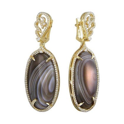 Серьги с агатами 01С639226-1