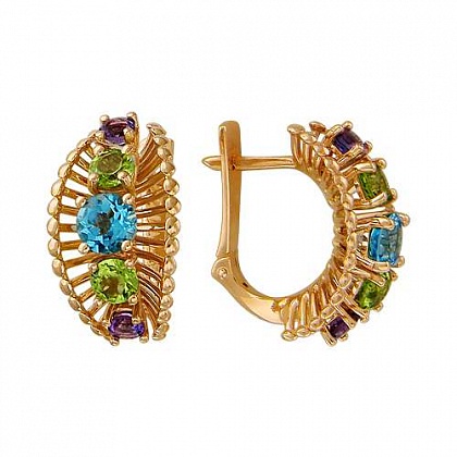 Серьги с хризолитами 01С318020