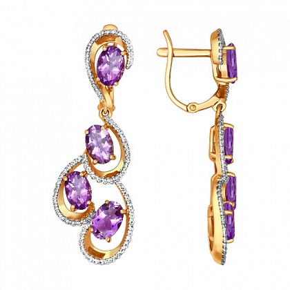 Серьги с аметистами 723156