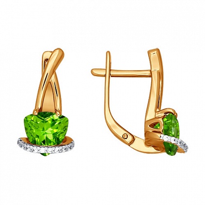 Серьги с хризолитами 722246
