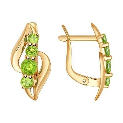 Серьги с хризолитами 724722