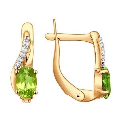 Серьги с хризолитами 724220