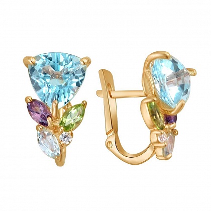 Серьги с хризолитами 01С315673-1