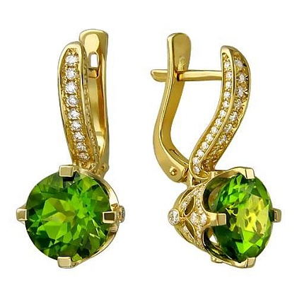 Серьги с хризолитами 01С647980