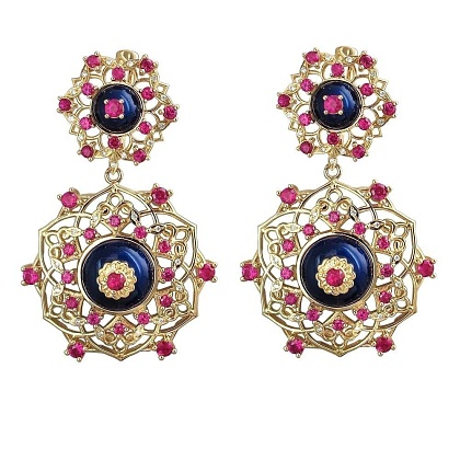 Серьги с рубинами 01С645472Э-1