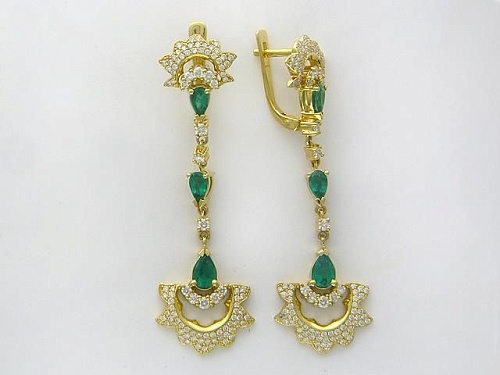 Серьги с изумрудами 01С643652-1